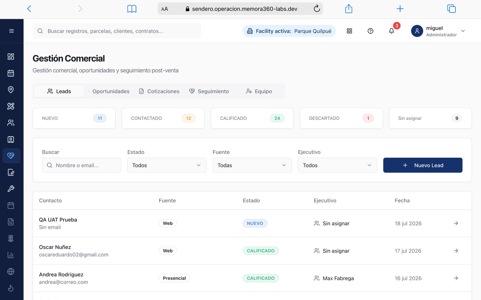 CRM · Leads